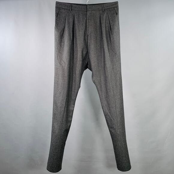 GIVENCHY Size 36 Grey Charcoal Wool Pleated Dress Pants - Picture 1 of 5